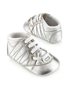 Baby Dior Metallic Silver Leather Sneaker