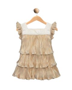 Girl's Flutter-Sleeve Pleated Top