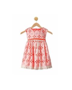 Sassy Pink Contrast Eyelet Dress