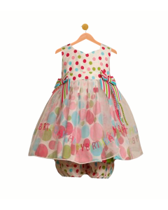 Girl's Organza Apron 'Happy Birthday' Dress