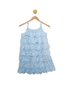 Sky Blue Tiered Lace Dress