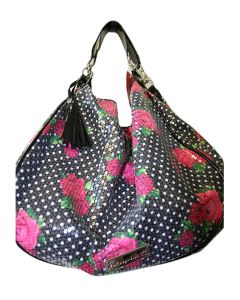 Black Floral Sequin Hobo Bag