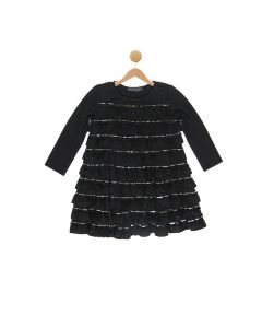 Black Sparkle Ruffle Party Dress