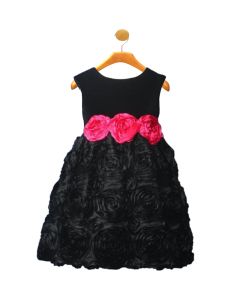 Black Satin Rosettes Velvet Fancy Dress