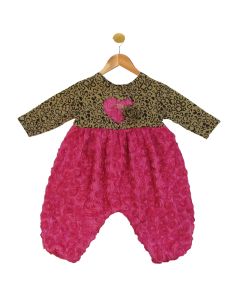 Infant Girls Fuchsia Rose and Leopard Romper