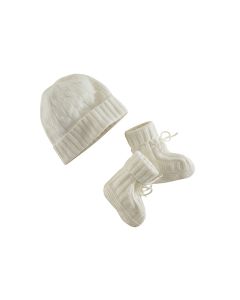 Baby White Cashmere Hat & Booties Set