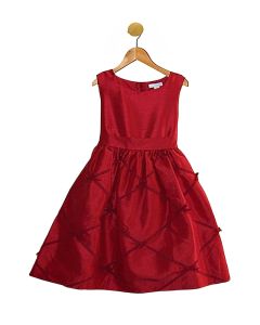 Red Satin Velvet Bows Dress