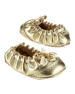 Baby Dior Metallic Leather Ballerina Shoe