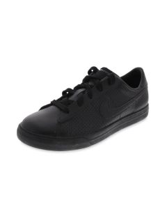 Sweet Classic Black Leather Perforated Athletic Shoes