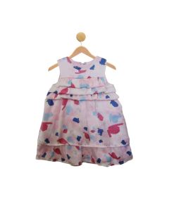 Ruffled Floral Dress Cradle Pink