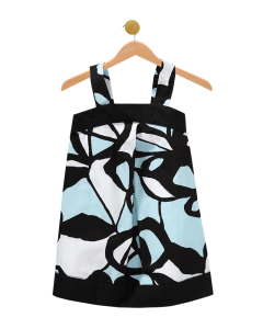 Blue Black Banded Print Dress