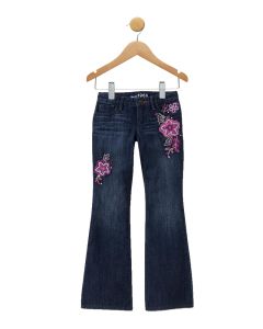 Girls Embroidered Flare Jeans