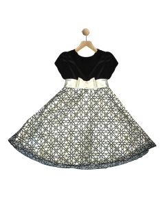 Black & Ivory Velvet Party Dress