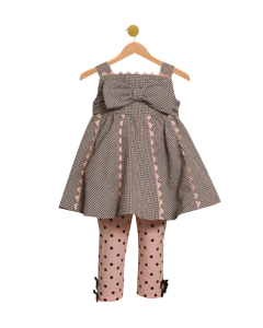 Toddler Girls Checked Dress Spring Dress Outfit Set