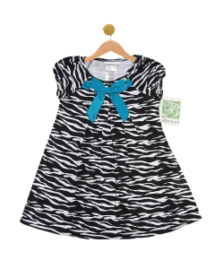 Girls Zebra Print Ribbon Dress