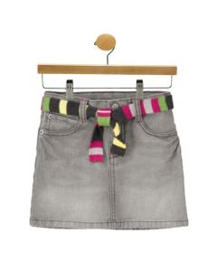 Gray Denim Belted Skirt