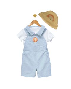 Lion Seersucker Shortall Two-Piece Set