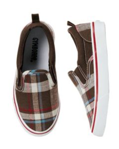 Brown Red Blue Plaid Canvas Shoes