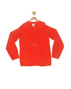 Girls Orange Cardigan Sweater