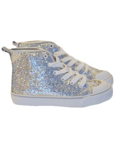 Girls Silver Glitter Hi Top Sneaker