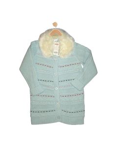 Light Blue Cable Cardigan Sweater