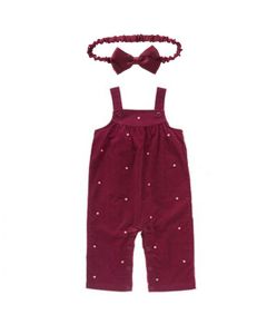 Overalls & Bow Headband Set