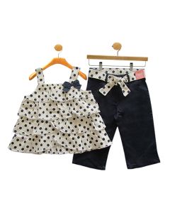 Polka Dots Shirt & Blue Capri Set