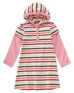 Winter Snowflake Stripe Hooded Dress