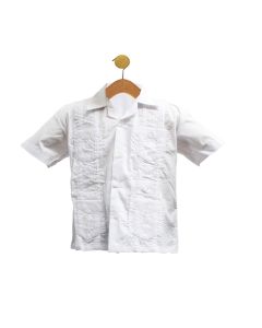 Boys White Guayabera Shirt