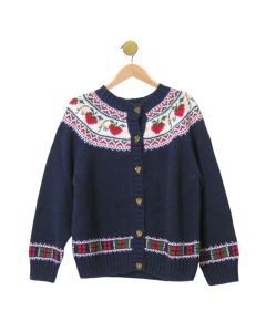 Blue Strawberry Print Cardigan Sweater