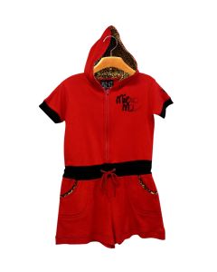 Red Leopard Hooded Romper