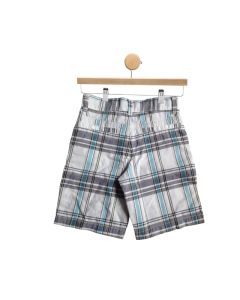 Boys White & Blue Plaid Shorts