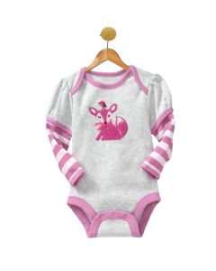 Pink Fox Long Sleeve Onesie Body-suit