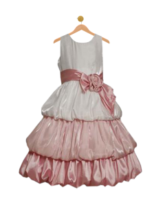 Pink & White Ruffled Dress Satin finish