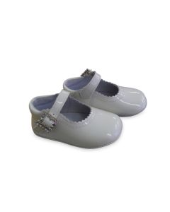 Baby Girls Ivory Patent Pram Shoes