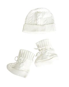 White Baby hat & bootie set