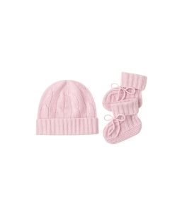 Baby Pink Cashmere Hat and Booties Set