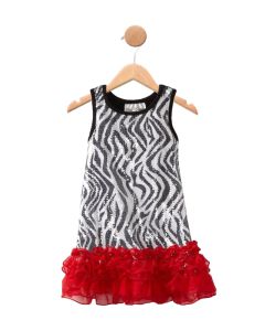 Girls Zebra Print Red Ruffles Dress