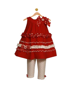 Baby Girl Red Dress & Leggings Set