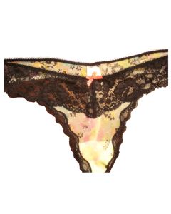 Black Lace Trim Thong Panty